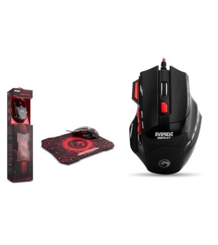 Everest SGM-X7 7200 DPI USB Siyah Makrolu Oyuncu Mouse + Gaming Mouse Pad Seti