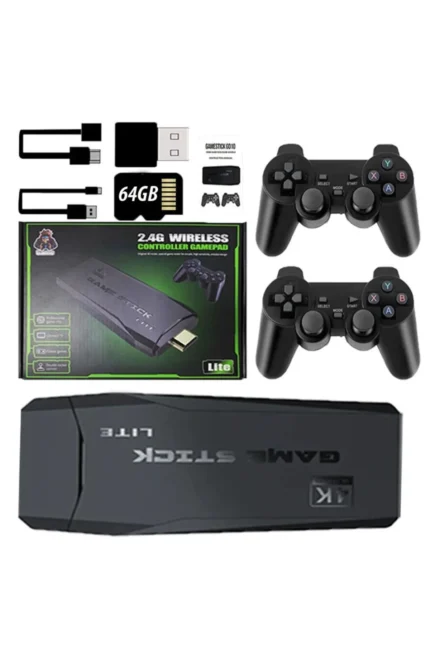 M8 Plus 4K HDMI Mini Retro Oyun Konsolu – 64GB, 3500+ Yüklü Oyun, Kablosuz Çift Kollu Tak-Çalıştır Sistem